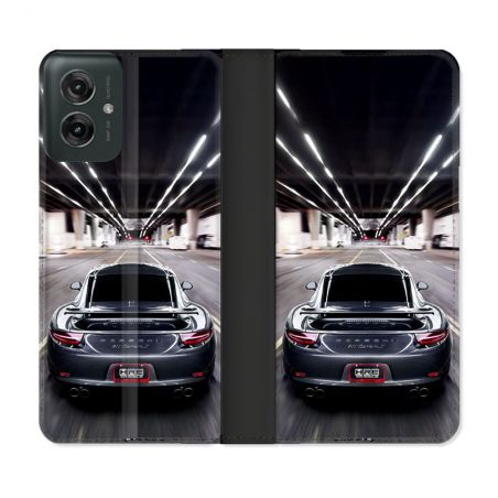 Housse cuir portefeuille Pour Motorola G55 5G Porsche 911