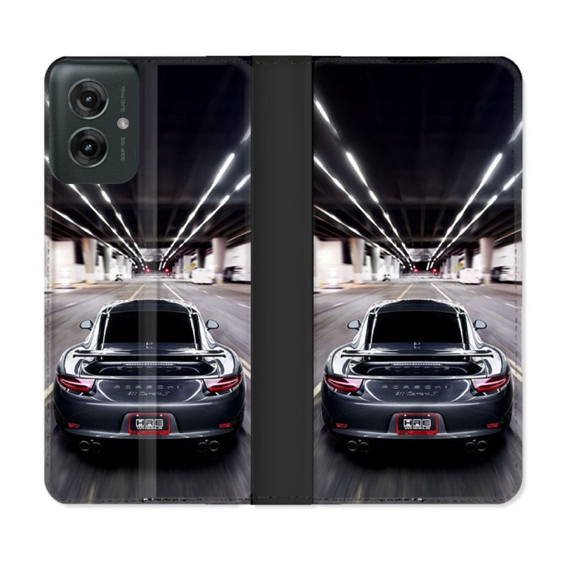 Housse cuir portefeuille Pour Motorola G55 5G Porsche 911