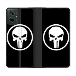 Housse cuir portefeuille Pour Motorola G55 5G Punisher