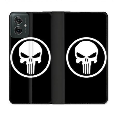 Housse cuir portefeuille Pour Motorola G55 5G Punisher
