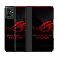 Housse cuir portefeuille Pour Motorola G55 5G ROG Rouge