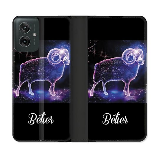 Housse cuir portefeuille Pour Motorola G55 5G Signe Zodiaque 2 Bélier