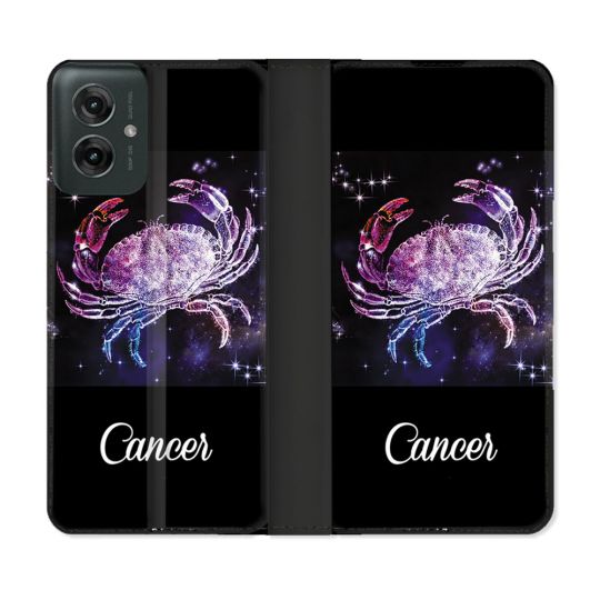 Housse cuir portefeuille Pour Motorola G55 5G Signe Zodiaque 2 Cancer