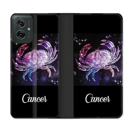 Housse cuir portefeuille Pour Motorola G55 5G Signe Zodiaque 2 Cancer