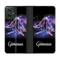 Housse cuir portefeuille Pour Motorola G55 5G Signe Zodiaque 2 Gémeaux