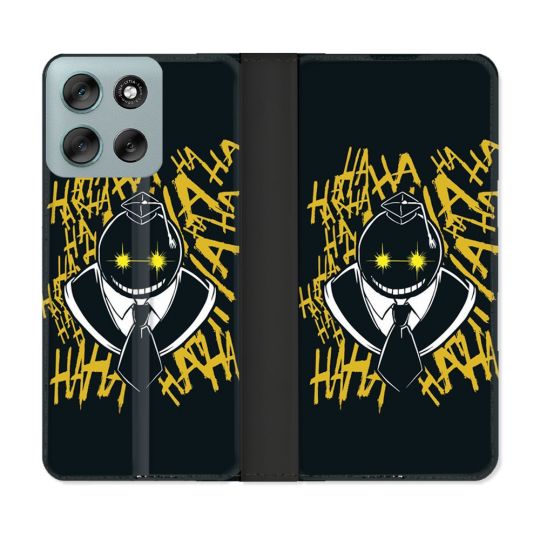 Housse cuir portefeuille Pour Motorola G56 5G Manga Assassination Classroom Kuro Noir