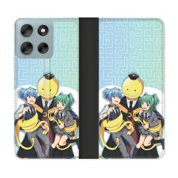 Housse cuir portefeuille Pour Motorola G56 5G Manga Assassination Classroom Kuro Trio