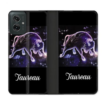 Housse cuir portefeuille Pour Motorola G55 5G Signe Zodiaque 2 Taureau