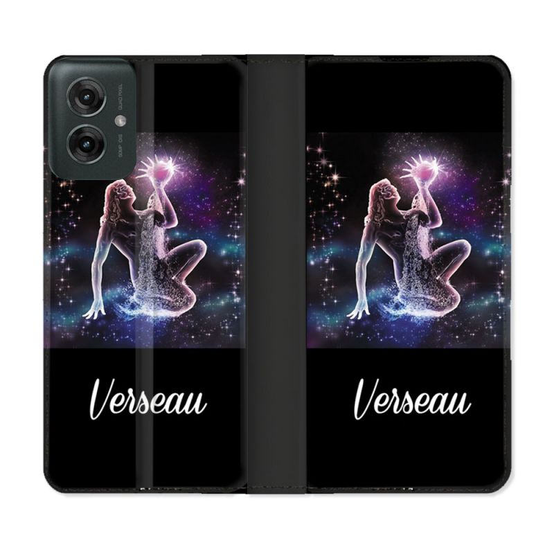 Housse cuir portefeuille Pour Motorola G55 5G Signe Zodiaque 2 Verseau