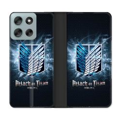 Housse cuir portefeuille Pour Motorola G56 5G Manga Attaque Titans Noir