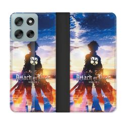 Housse cuir portefeuille Pour Motorola G56 5G Manga Attaque Titans Soleil