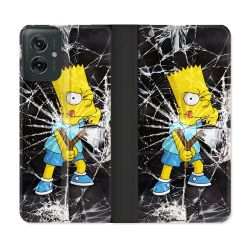 Housse cuir portefeuille Pour Motorola G55 5G Simpson Bart