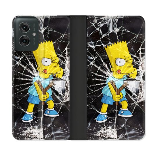 Housse cuir portefeuille Pour Motorola G55 5G Simpson Bart