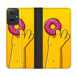Housse cuir portefeuille Pour Motorola G55 5G Simpson Donuts