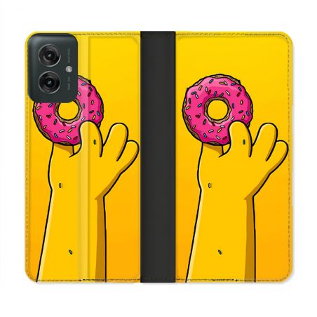 Housse cuir portefeuille Pour Motorola G55 5G Simpson Donuts
