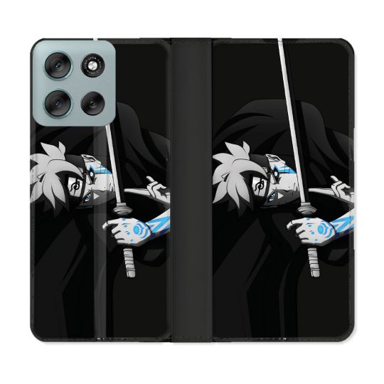 Housse cuir portefeuille Pour Motorola G56 5G Manga Boruto Epée