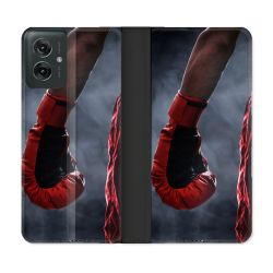 Housse cuir portefeuille Pour Motorola G55 5G Sport Boxe Gant Rouge