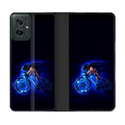 Housse cuir portefeuille Pour Motorola G55 5G Sport Cyclisme Bleu