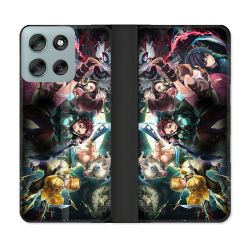 Housse cuir portefeuille Pour Motorola G56 5G Manga Demon Slayer Groupe