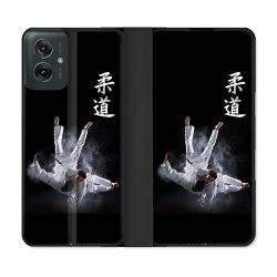 Housse cuir portefeuille Pour Motorola G55 5G Sport Judo Noir
