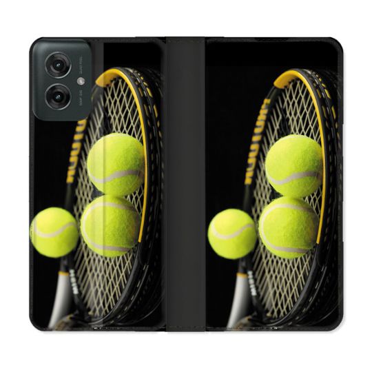 Housse cuir portefeuille Pour Motorola G55 5G Sport Tennis Balls