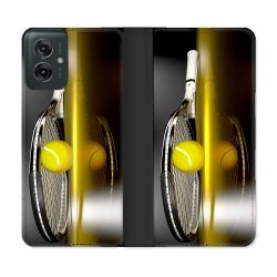 Housse cuir portefeuille Pour Motorola G55 5G Sport Tennis Reflet