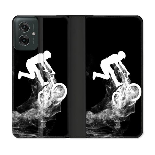 Housse cuir portefeuille Pour Motorola G55 5G Sport VTT Noir