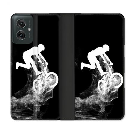 Housse cuir portefeuille Pour Motorola G55 5G Sport VTT Noir