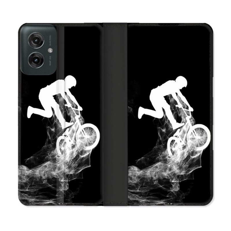 Housse cuir portefeuille Pour Motorola G55 5G Sport VTT Noir