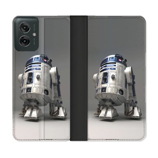 Housse cuir portefeuille Pour Motorola G55 5G Star Wars - R2D2