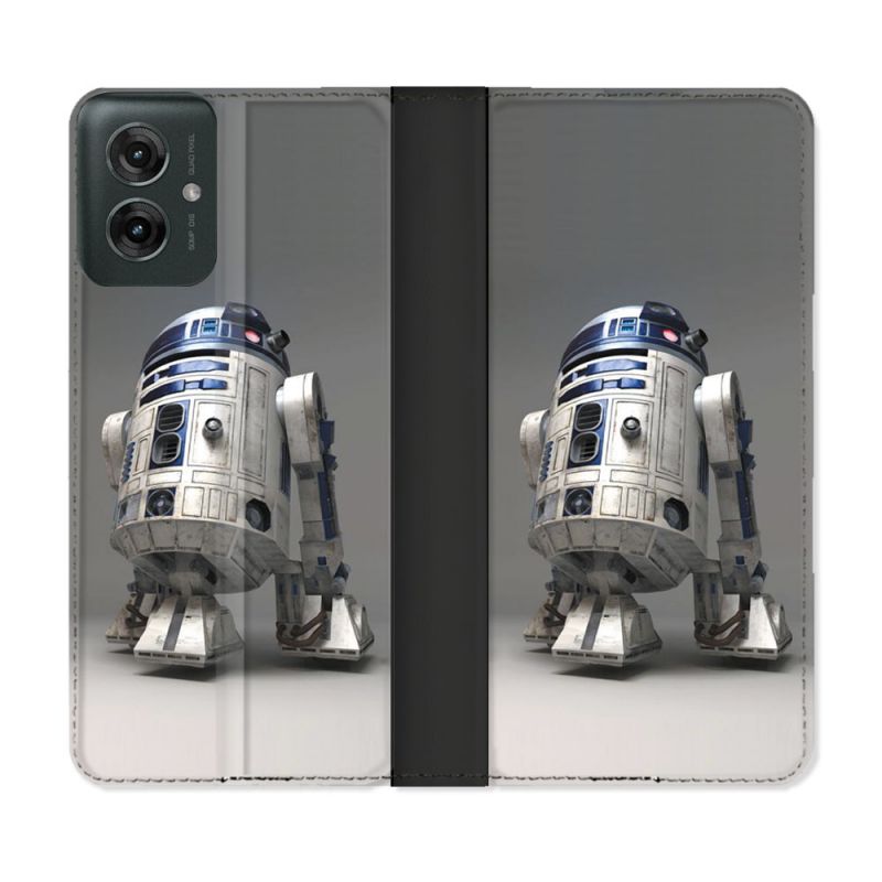 Housse cuir portefeuille Pour Motorola G55 5G Star Wars - R2D2