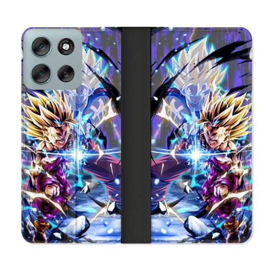 Housse cuir portefeuille Pour Motorola G56 5G Manga Dragon Ball Sangohan Duo
