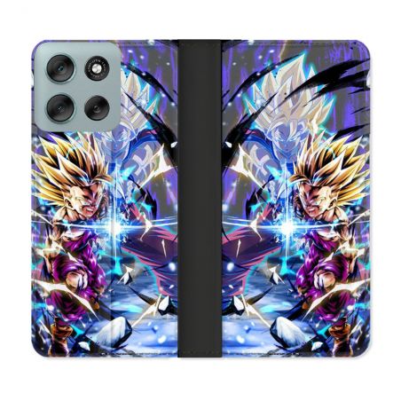 Housse cuir portefeuille Pour Motorola G56 5G Manga Dragon Ball Sangohan Duo