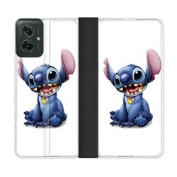 Housse cuir portefeuille Pour Motorola G55 5G Stitch Blanc
