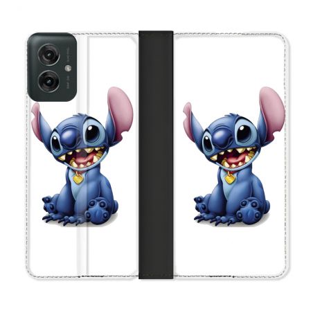 Housse cuir portefeuille Pour Motorola G55 5G Stitch Blanc