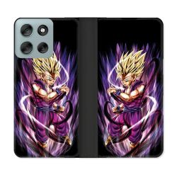 Housse cuir portefeuille Pour Motorola G56 5G Manga Dragon Ball Sangohan Violet