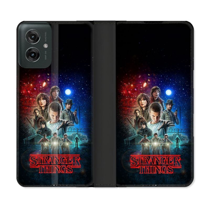 Housse cuir portefeuille Pour Motorola G55 5G Stranger Things Affiche 1