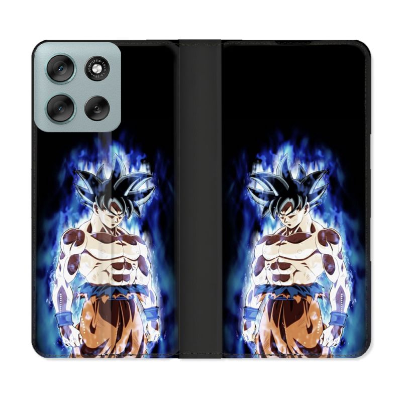 Housse cuir portefeuille Pour Motorola G56 5G Manga Dragon Ball Sangoku Noir
