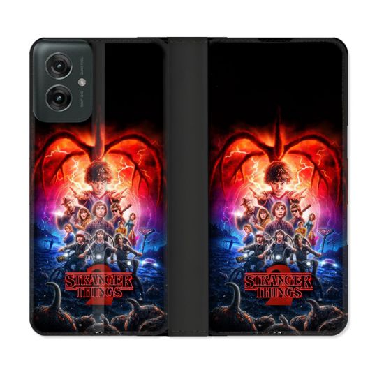 Housse cuir portefeuille Pour Motorola G55 5G Stranger Things Affiche 2