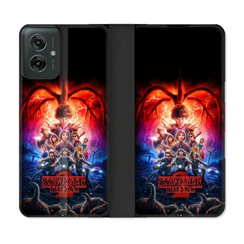Housse cuir portefeuille Pour Motorola G55 5G Stranger Things Affiche 2