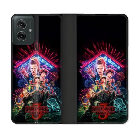 Housse cuir portefeuille Pour Motorola G55 5G Stranger Things Affiche 3