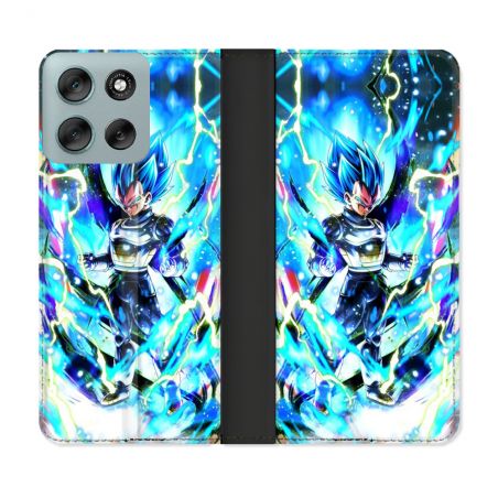 Housse cuir portefeuille Pour Motorola G56 5G Manga Dragon Ball Vegeta Bleu