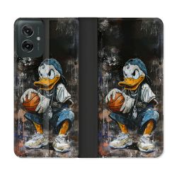 Housse cuir portefeuille Pour Motorola G55 5G Street Art Donald Duck