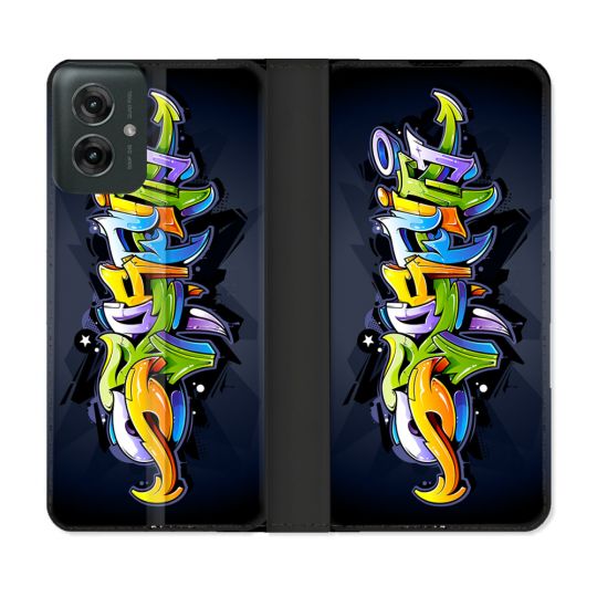 Housse cuir portefeuille Pour Motorola G55 5G Street Art Graffiti