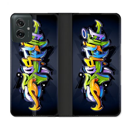 Housse cuir portefeuille Pour Motorola G55 5G Street Art Graffiti