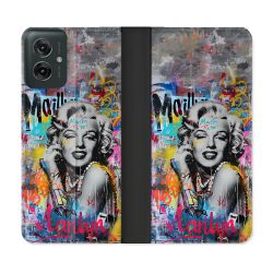 Housse cuir portefeuille Pour Motorola G55 5G Street Art Maryline Monroe