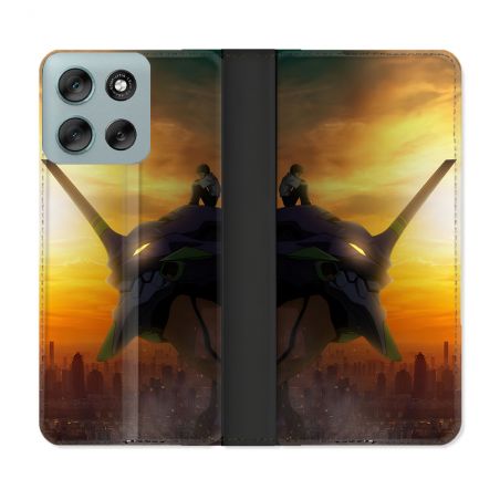 Housse cuir portefeuille Pour Motorola G56 5G Manga Evangelion