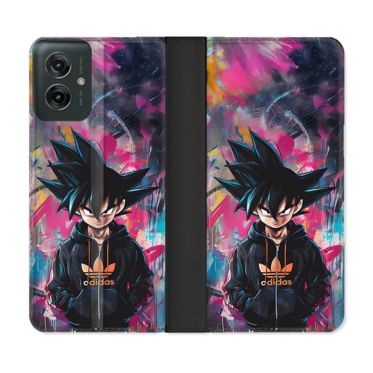 Housse cuir portefeuille Pour Motorola G55 5G Street Art Sangoku