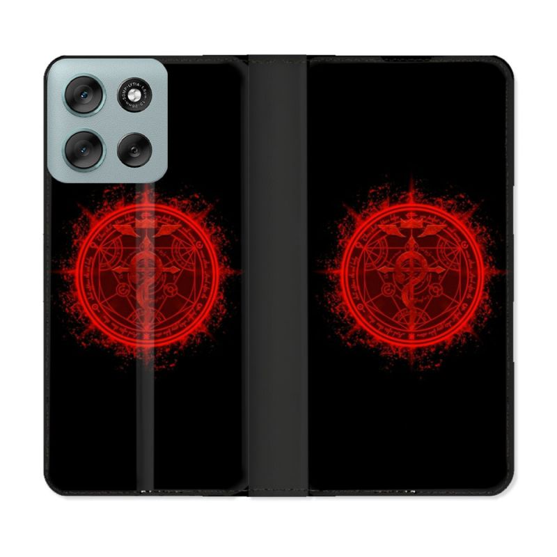 Housse cuir portefeuille Pour Motorola G56 5G Manga Fullmetal Alchemist Logo