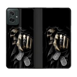 Housse cuir portefeuille Pour Motorola G55 5G Tete de Mort Your Next